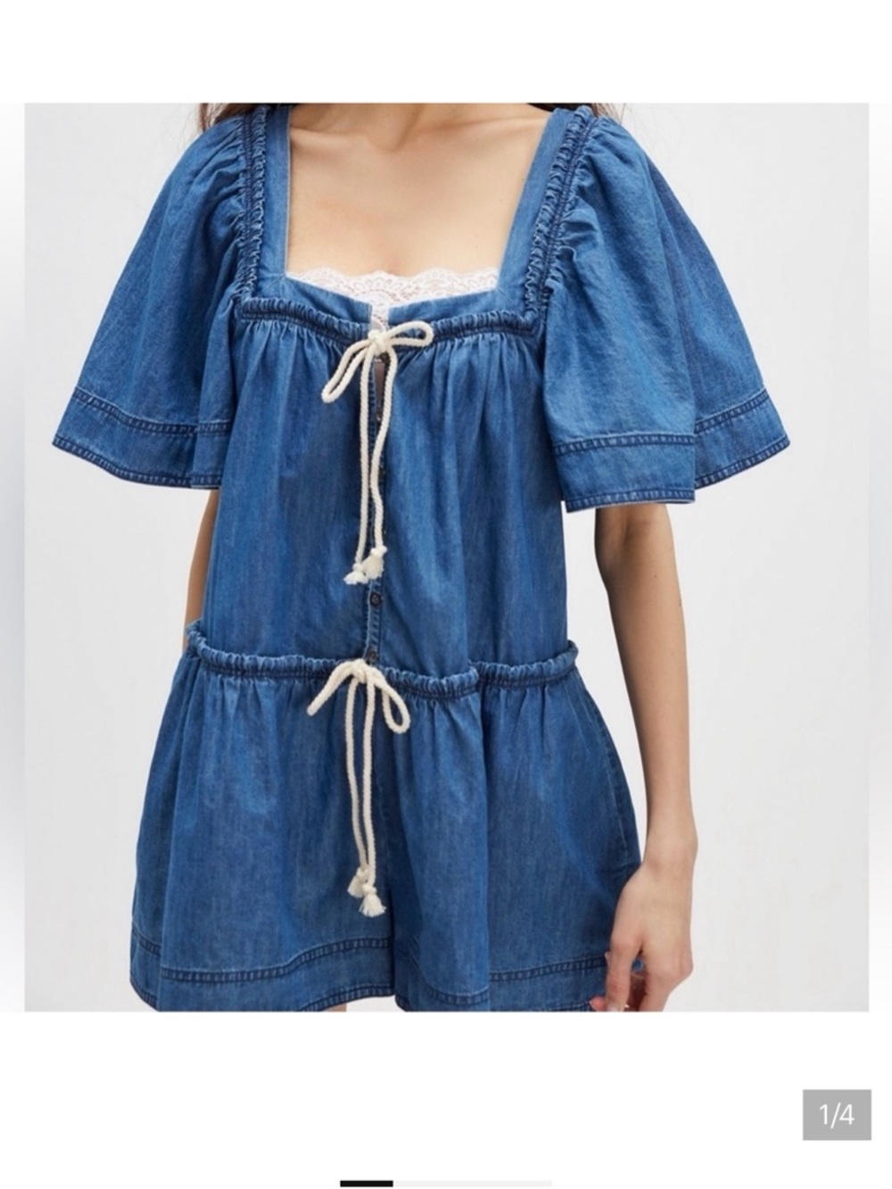 Free People country blues denim romper s